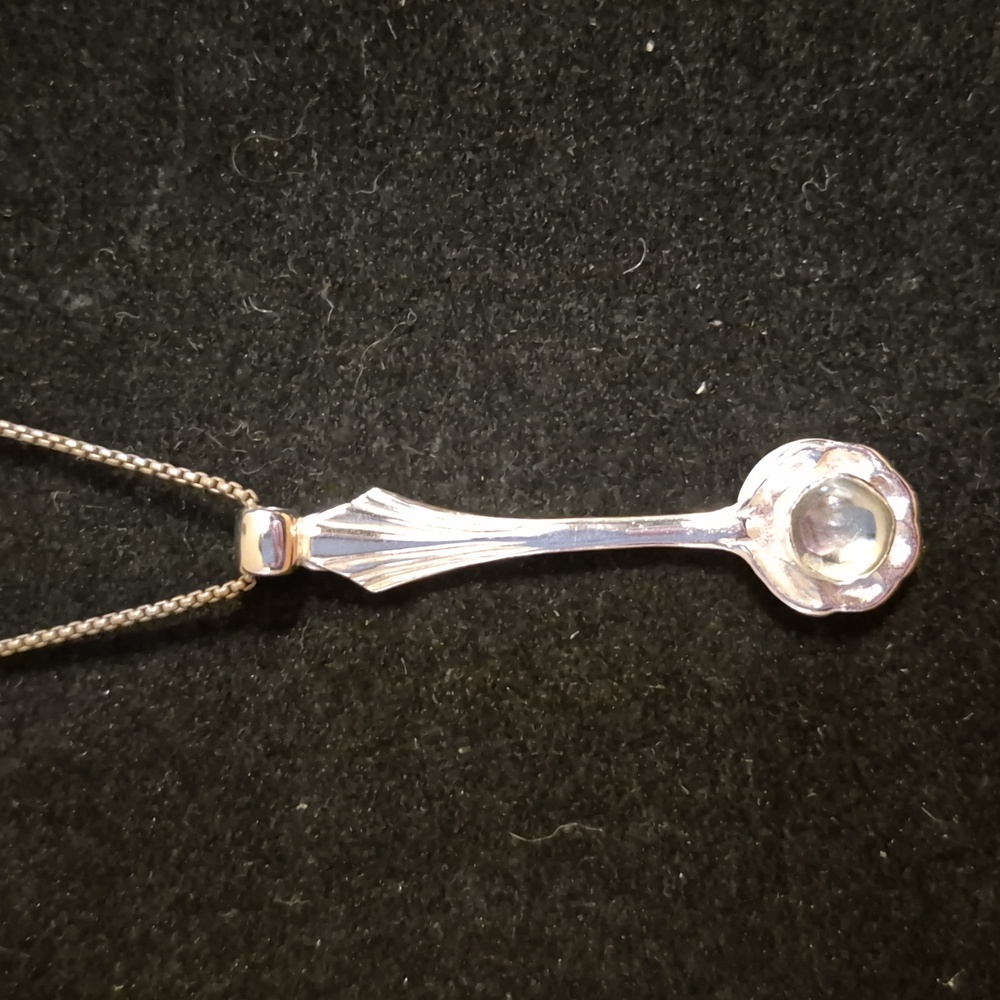 Sapphireskies Designs Sterling & Prasiolite Repurposed Salt Spoon Necklace